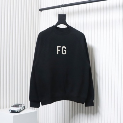 Fear of God Double-Line 24FW FG Lettering Round Neck Hoodie Black 01