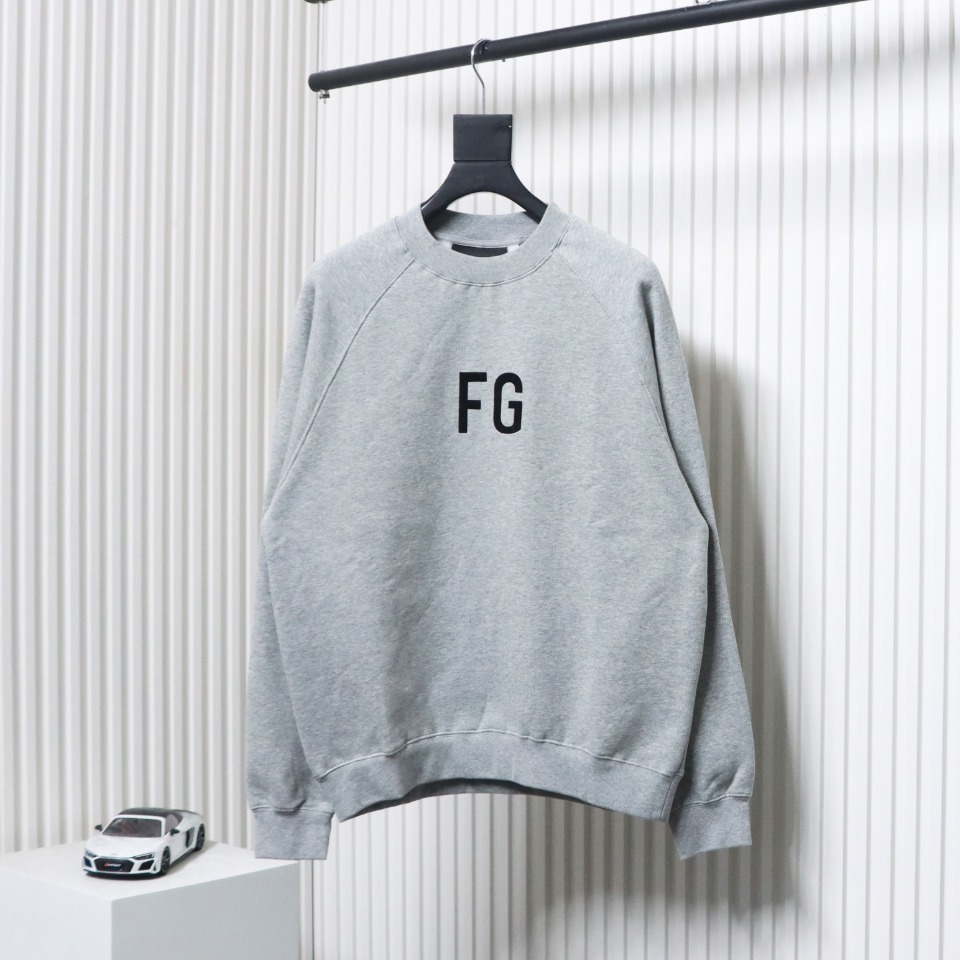 Fear of God Double-Line 24FW FG Lettering Round Neck Hoodie Grey