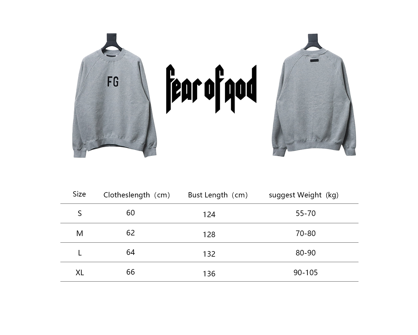 Fear of God Double-Line 24FW FG Lettering Round Neck Hoodie Grey