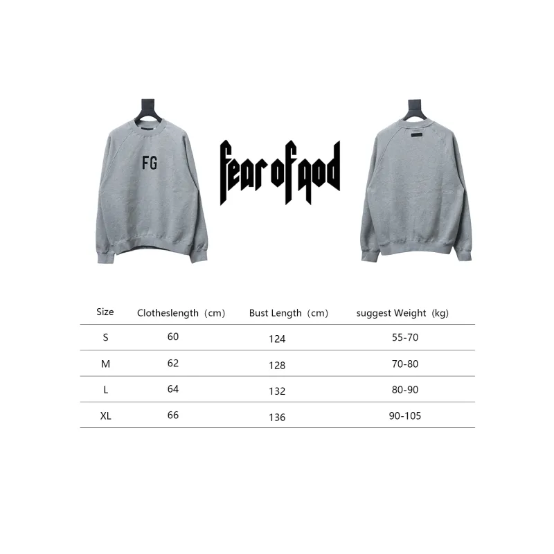 Fear of God Double-Line 24FW FG Lettering Round Neck Hoodie Grey