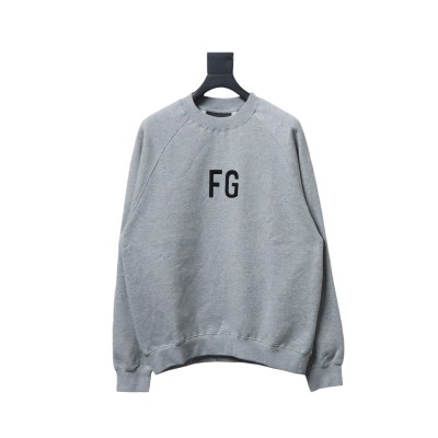 Fear of God Double-Line 24FW FG Lettering Round Neck Hoodie Grey 01