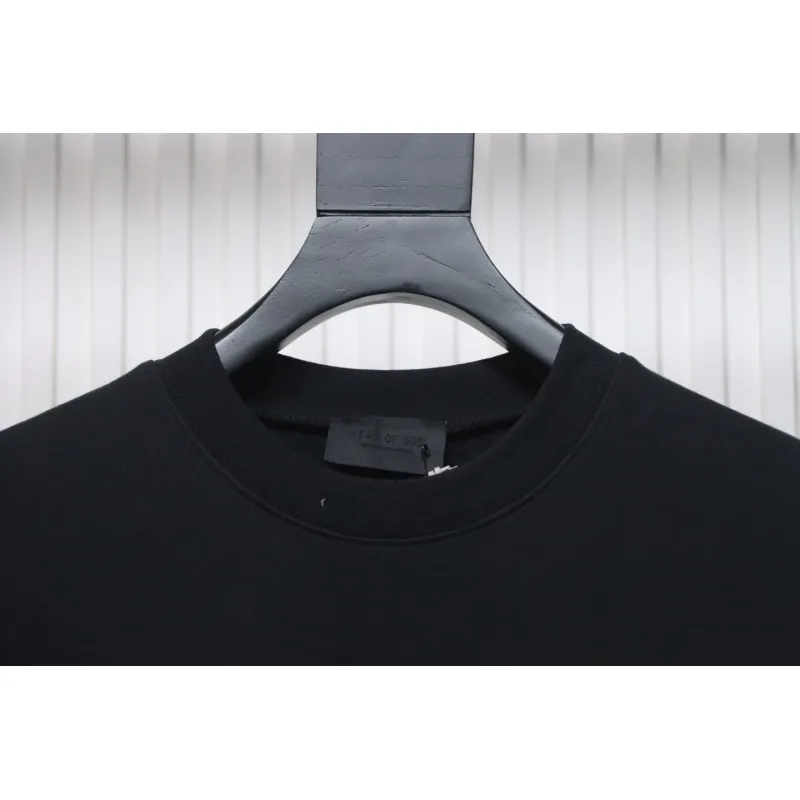 Fear of God Essential Double Line AIR Lettering Crew Neck Hoodie Black