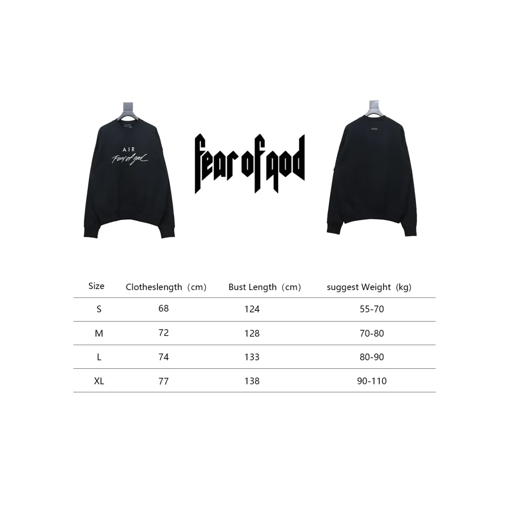 Fear of God Essential Double Line AIR Lettering Crew Neck Hoodie Black