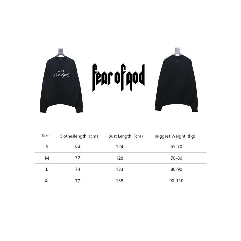 Fear of God Essential Double Line AIR Lettering Crew Neck Hoodie Black