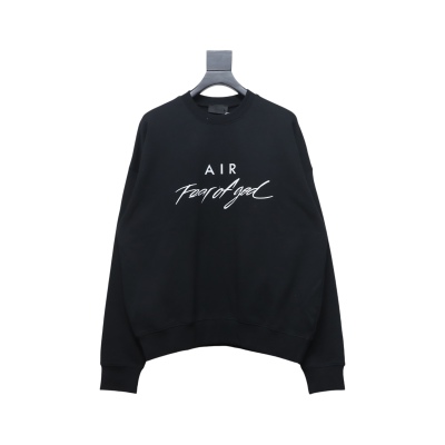Fear of God Essential Double Line AIR Lettering Crew Neck Hoodie Black 01