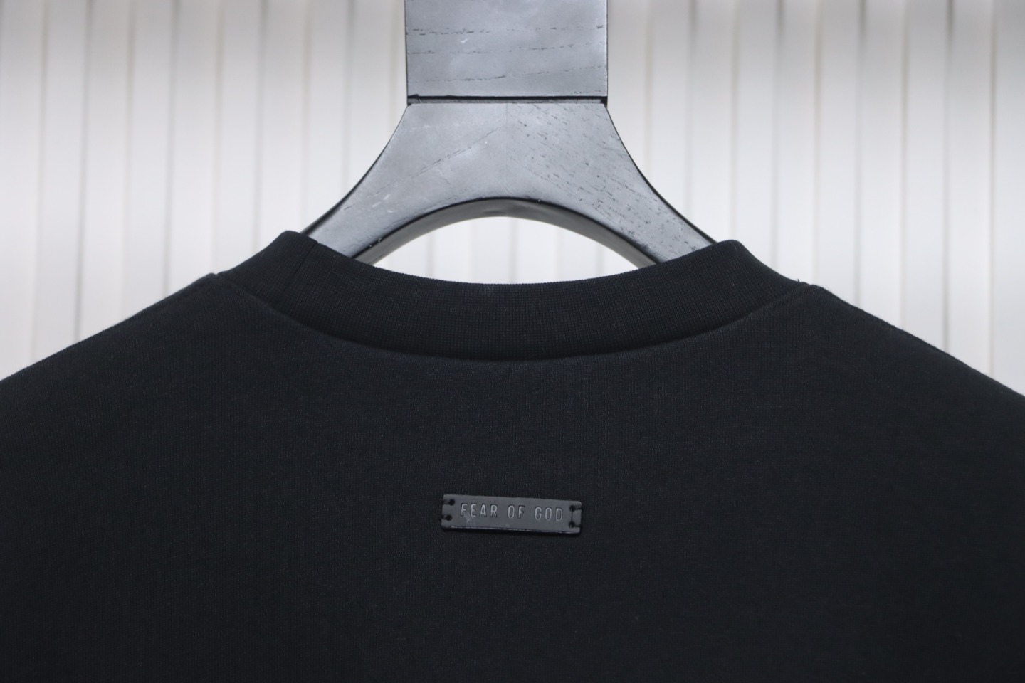 Fear of God Essential Double Line AIR Lettering Crew Neck Hoodie Black
