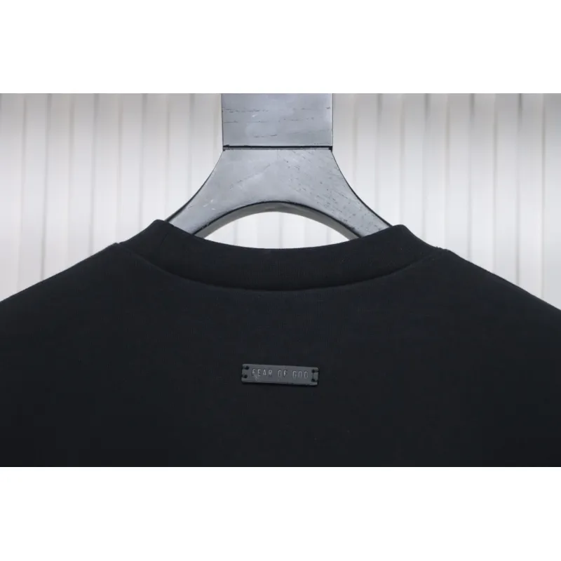 Fear of God Essential Double Line AIR Lettering Crew Neck Hoodie Black