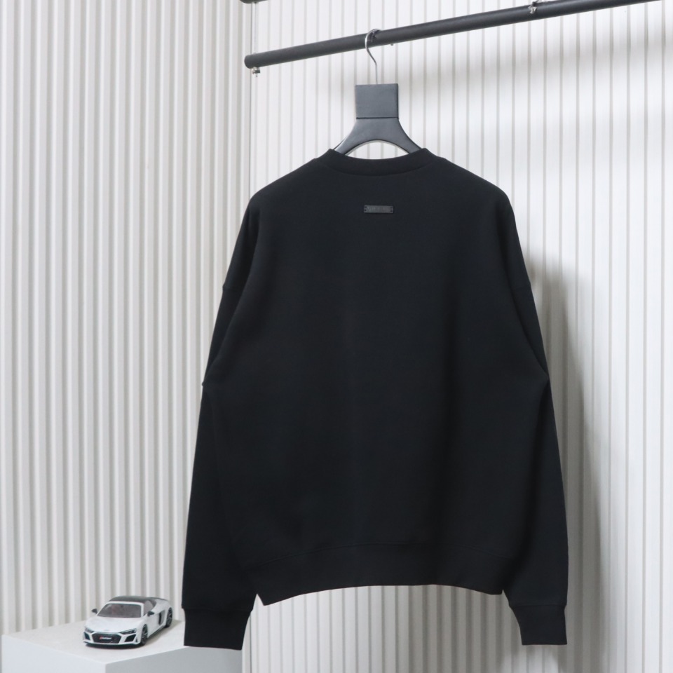 Fear of God Essential Double Line AIR Lettering Crew Neck Hoodie Black