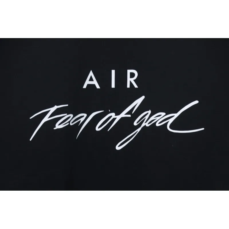Fear of God Essential Double Line AIR Lettering Crew Neck Hoodie Black