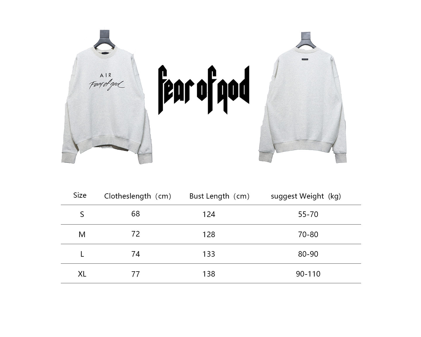 Fear of God Essential Double Line AIR Lettering Crew Neck Hoodie White