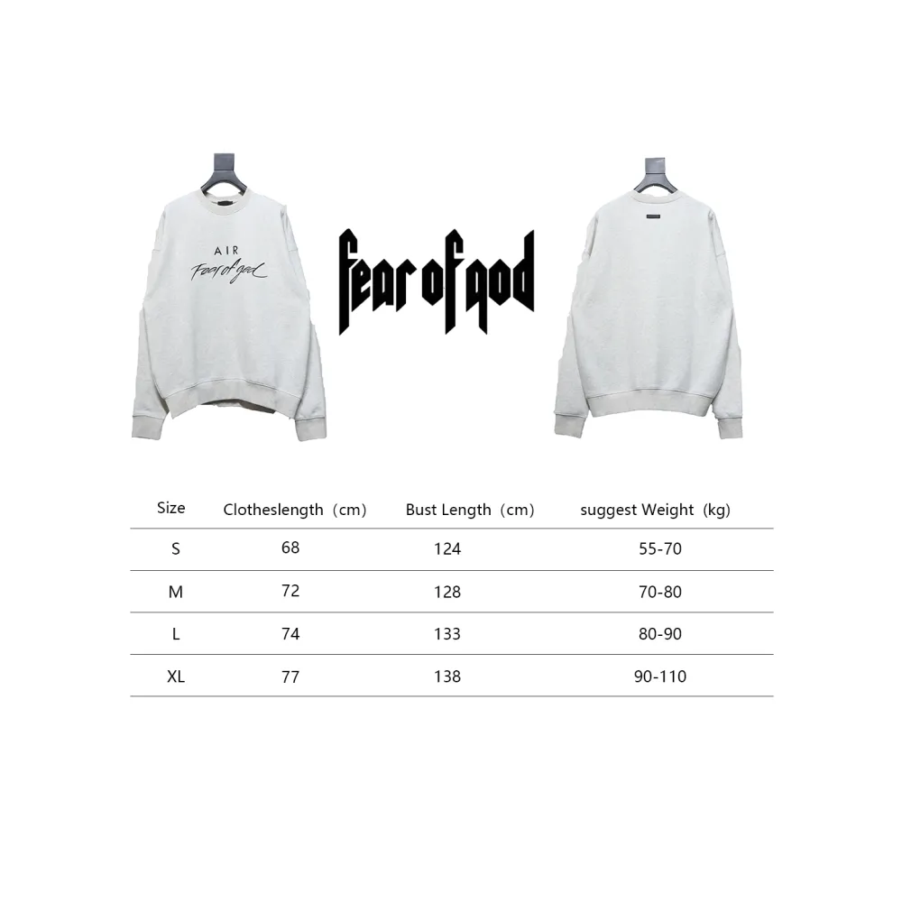 Fear of God Essential Double Line AIR Lettering Crew Neck Hoodie White
