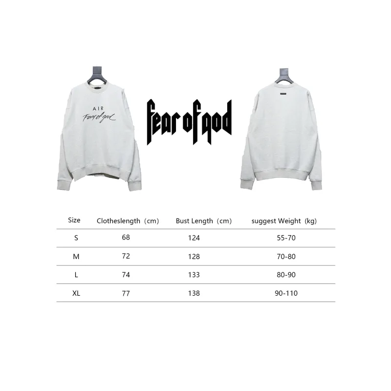 Fear of God Essential Double Line AIR Lettering Crew Neck Hoodie White