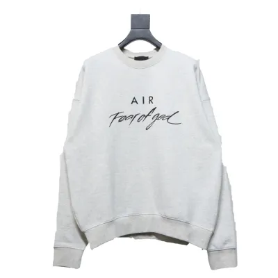 Fear of God Essential Double Line AIR Lettering Crew Neck Hoodie White 01