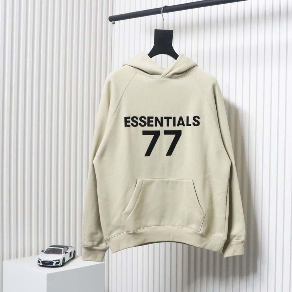 Fear of God Essential Double Line Flocked 77 Print Hooded Hoodie