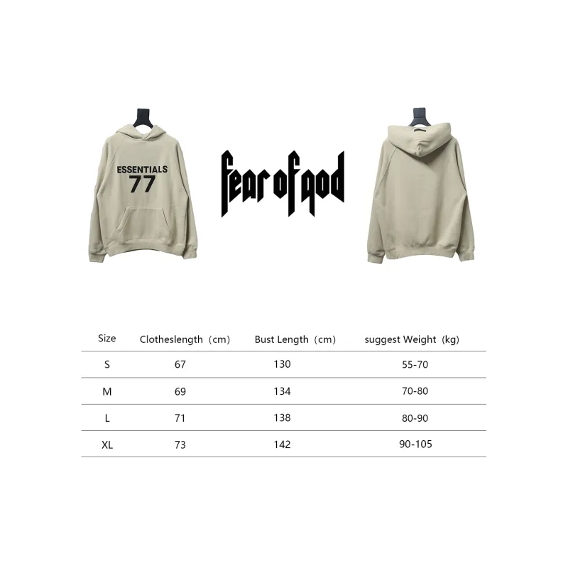 Fear of God Essential Double Line Flocked 77 Print Hooded Hoodie
