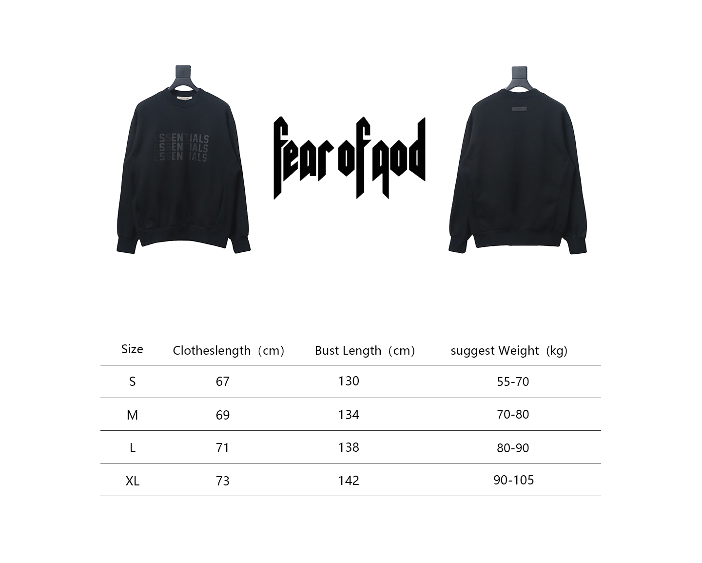 Fear of God Essential Double Stitch Three Row Silicone Lettering Crew Neck Hoodie