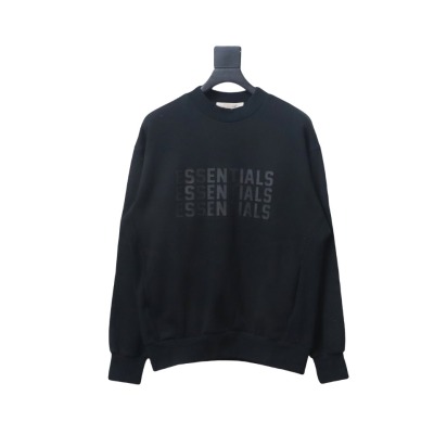 Fear of God Essential Double Stitch Three Row Silicone Lettering Crew Neck Hoodie 01