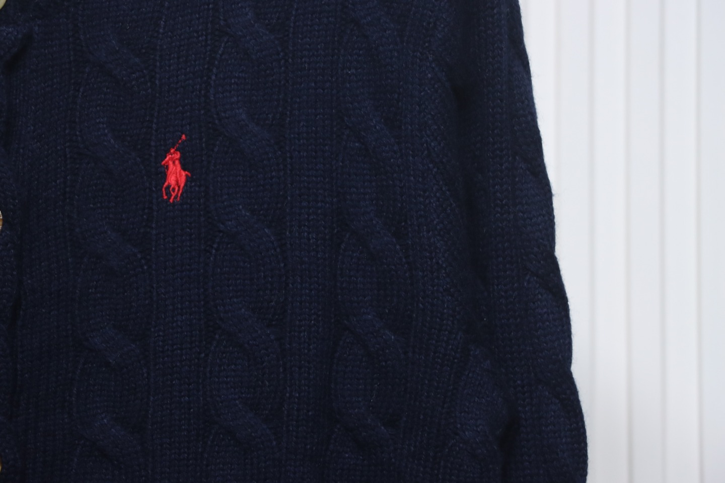 Ralph Lauren Cable Wool Vintage Cable Knit Cardigan (Women's) Blue