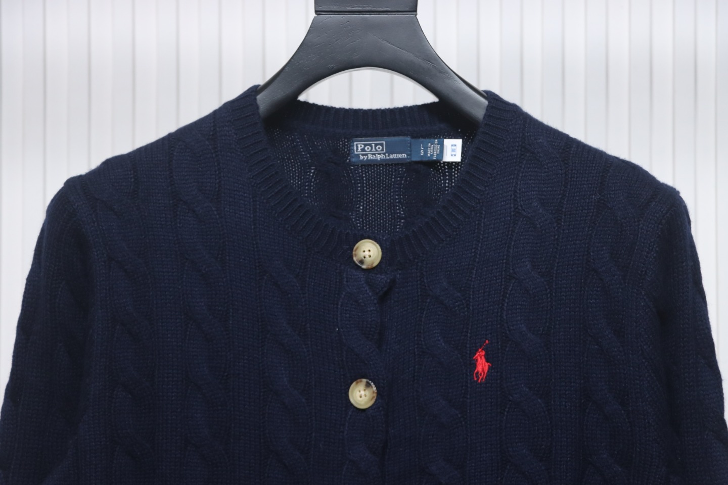 Ralph Lauren Cable Wool Vintage Cable Knit Cardigan (Women's) Blue