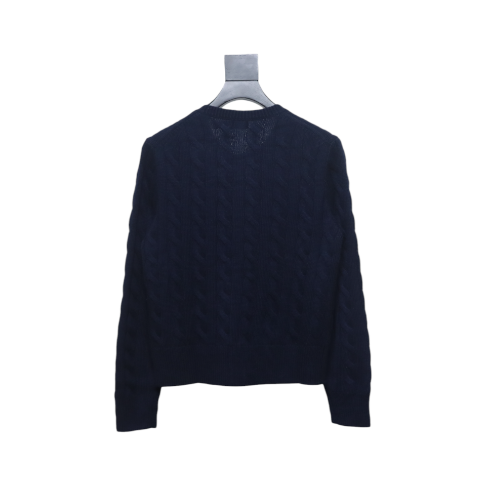 Ralph Lauren Cable Wool Vintage Cable Knit Cardigan (Women's) Blue