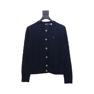 Ralph Lauren Cable Wool Vintage Cable Knit Cardigan (Women's) Blue 01
