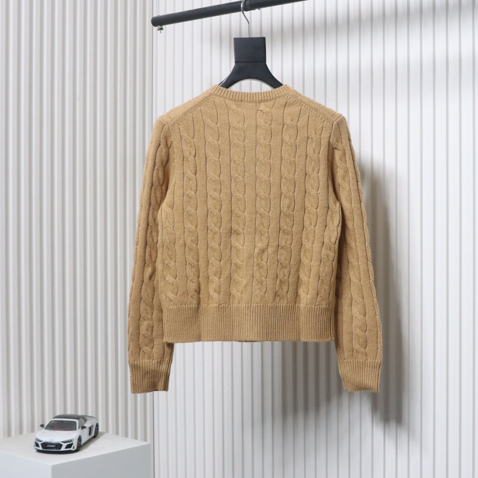 Ralph Lauren Cable Wool Vintage Cable Knit Cardigan (Women's) Brown