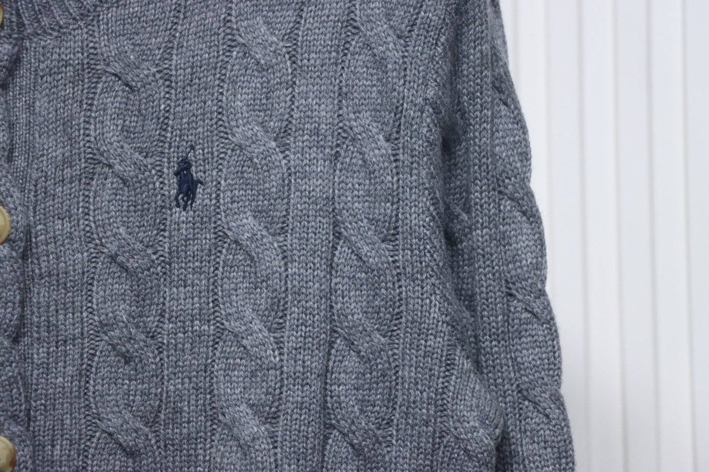 Ralph Lauren Cable Wool Vintage Cable Knit Cardigan (Women's) Grey