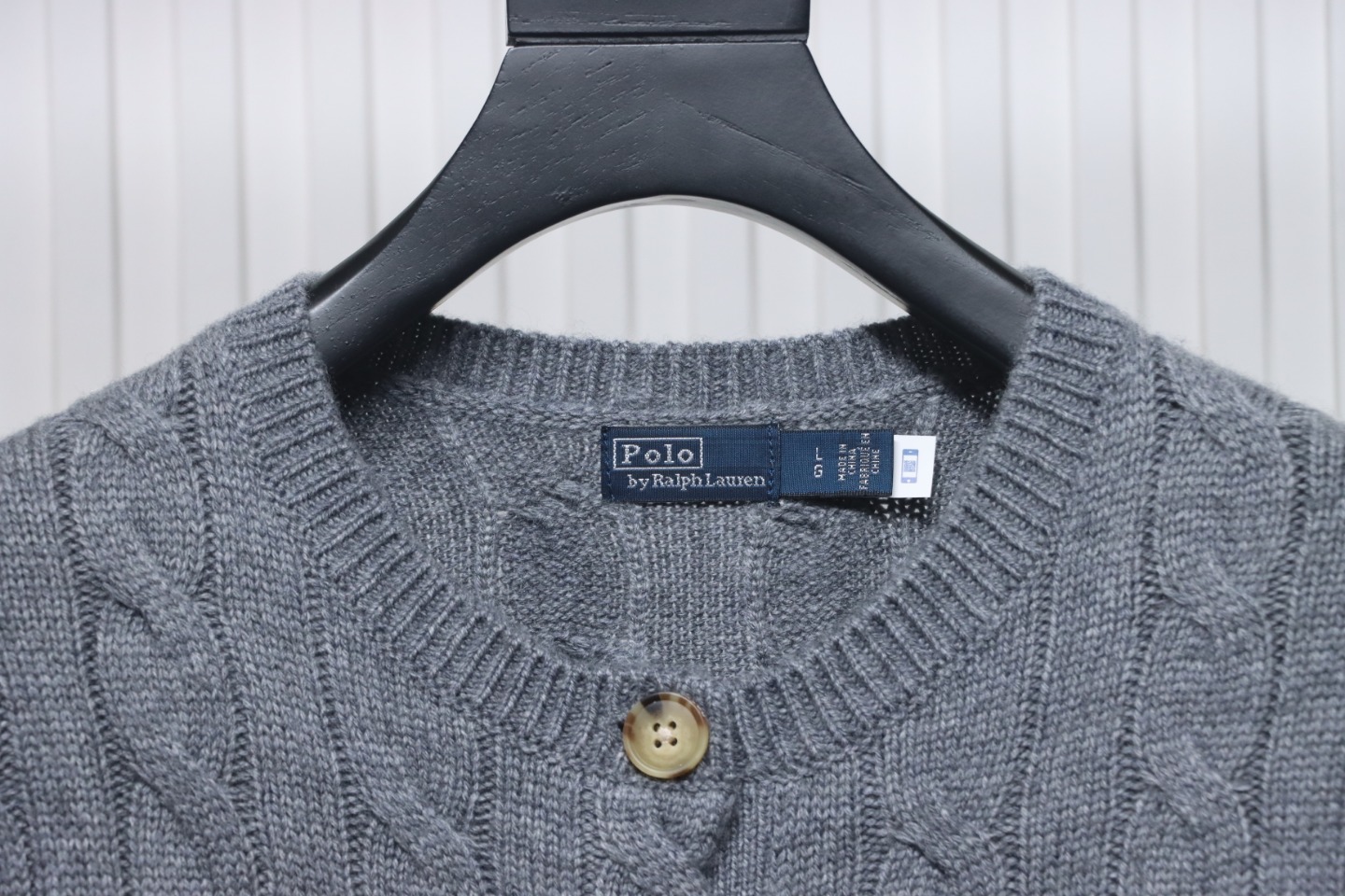 Ralph Lauren Cable Wool Vintage Cable Knit Cardigan (Women's) Grey