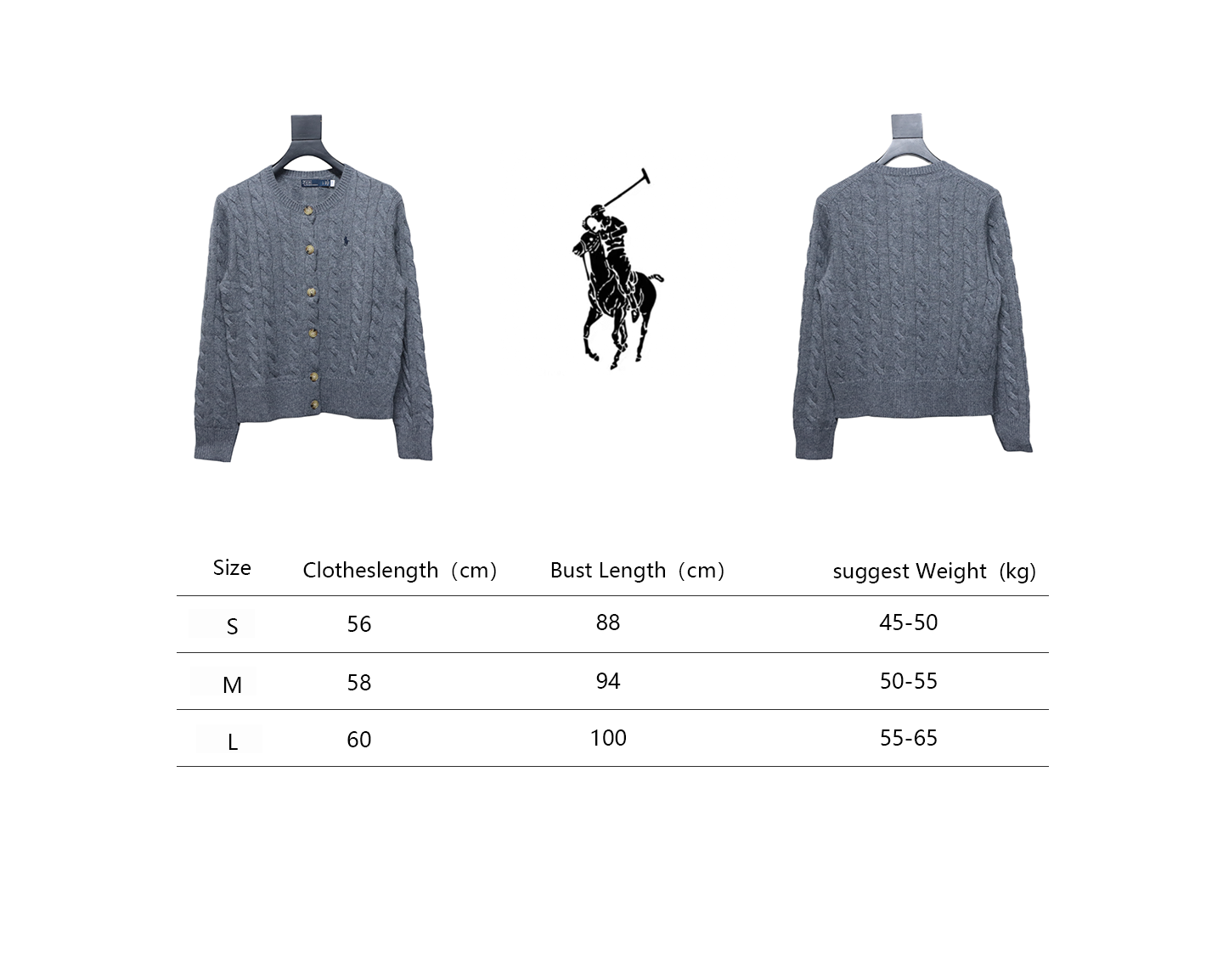Ralph Lauren Cable Wool Vintage Cable Knit Cardigan (Women's) Grey