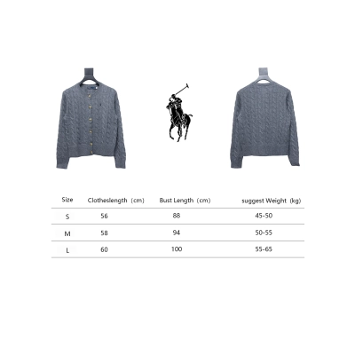 Ralph Lauren Cable Wool Vintage Cable Knit Cardigan (Women's) Grey 02