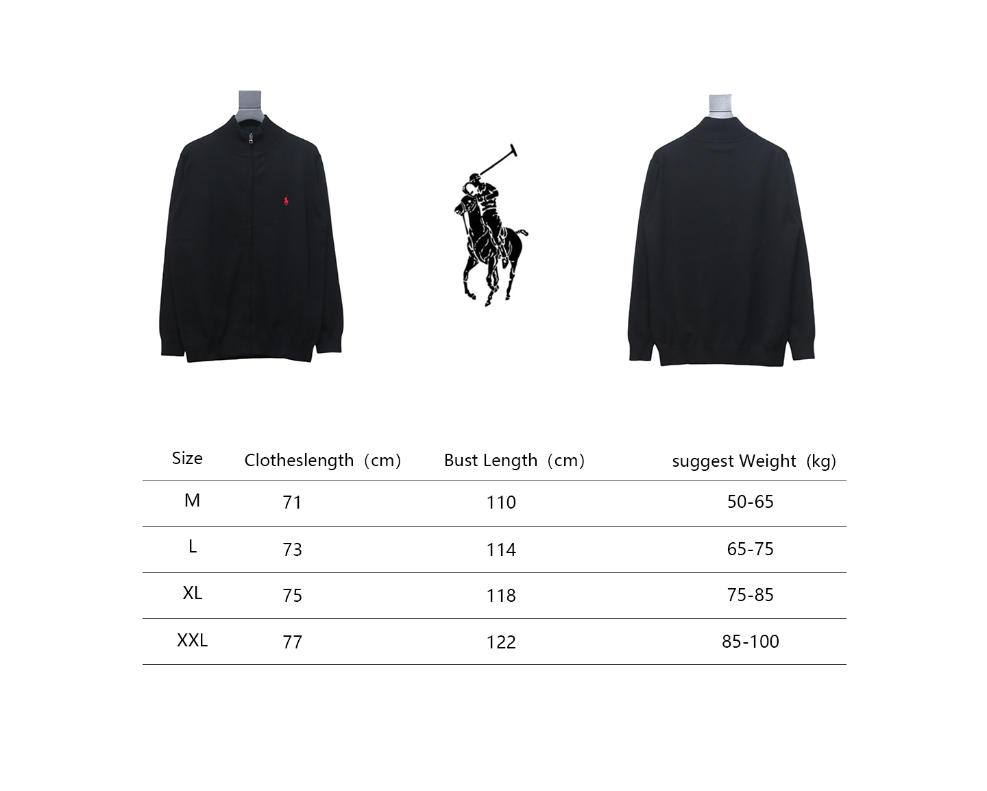 Ralph Lauren Classic Warhorse Logo Embroidered Knitted Cardigan Jacket Black