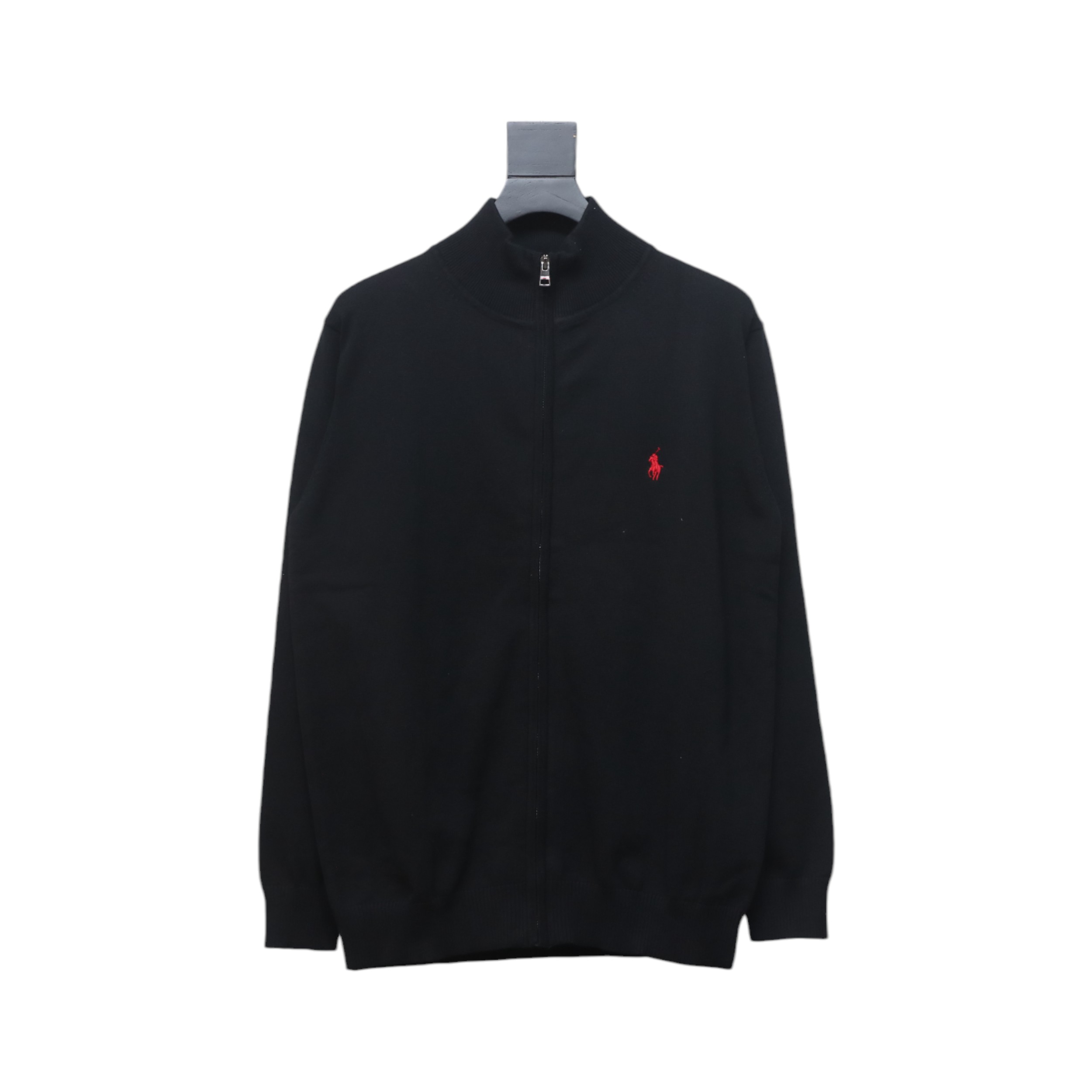 Ralph Lauren Classic Warhorse Logo Embroidered Knitted Cardigan Jacket Black