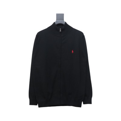 Ralph Lauren Classic Warhorse Logo Embroidered Knitted Cardigan Jacket Black 01