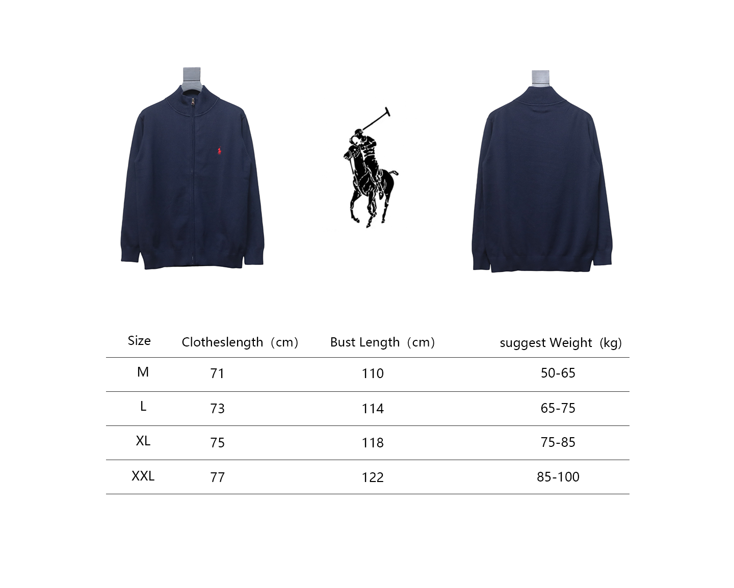 Ralph Lauren Classic Warhorse Logo Embroidered Knitted Cardigan Jacket Blue