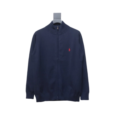 Ralph Lauren Classic Warhorse Logo Embroidered Knitted Cardigan Jacket Blue 01