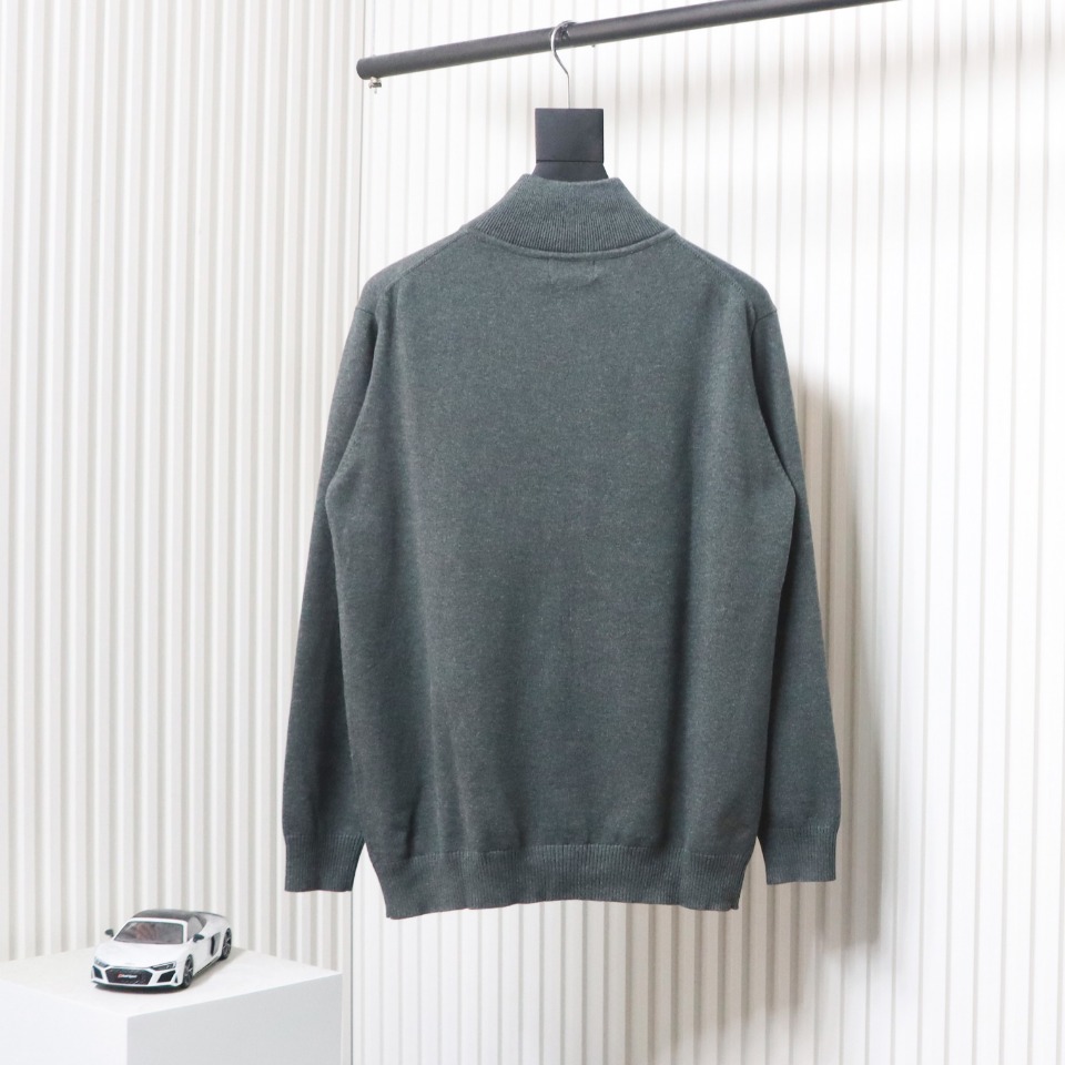 Ralph Lauren Classic Warhorse Logo Embroidered Knitted Cardigan Jacket Grey