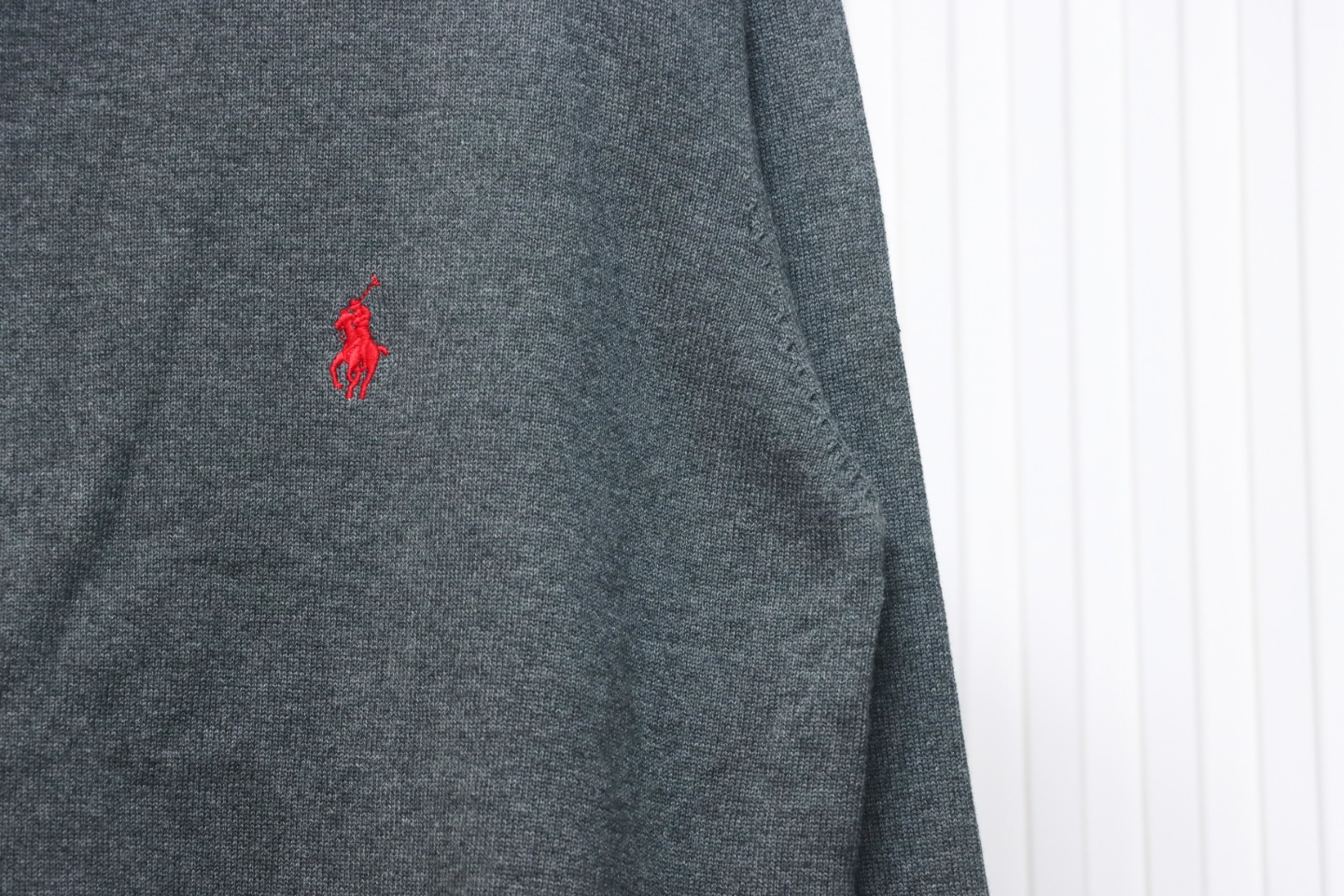 Ralph Lauren Classic Warhorse Logo Embroidered Knitted Cardigan Jacket Grey