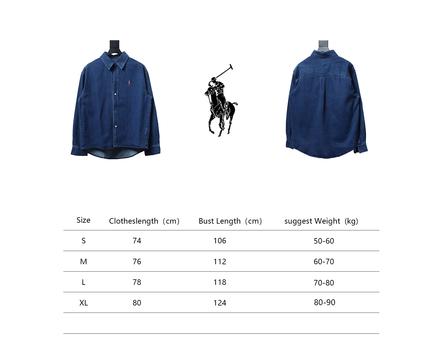Ralph Lauren Classic Warhorse Logo Embroidered Long Sleeve Denim Shirt Jacket