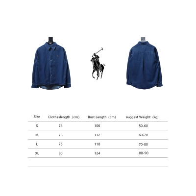 Ralph Lauren Classic Warhorse Logo Embroidered Long Sleeve Denim Shirt Jacket 02