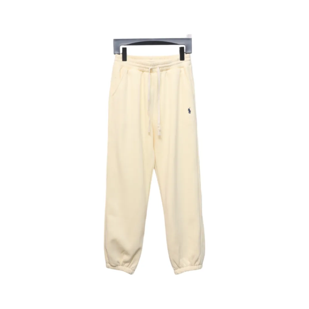 Ralph Lauren Embroidered Logo Half Zip Brushed Sweatpants Beige