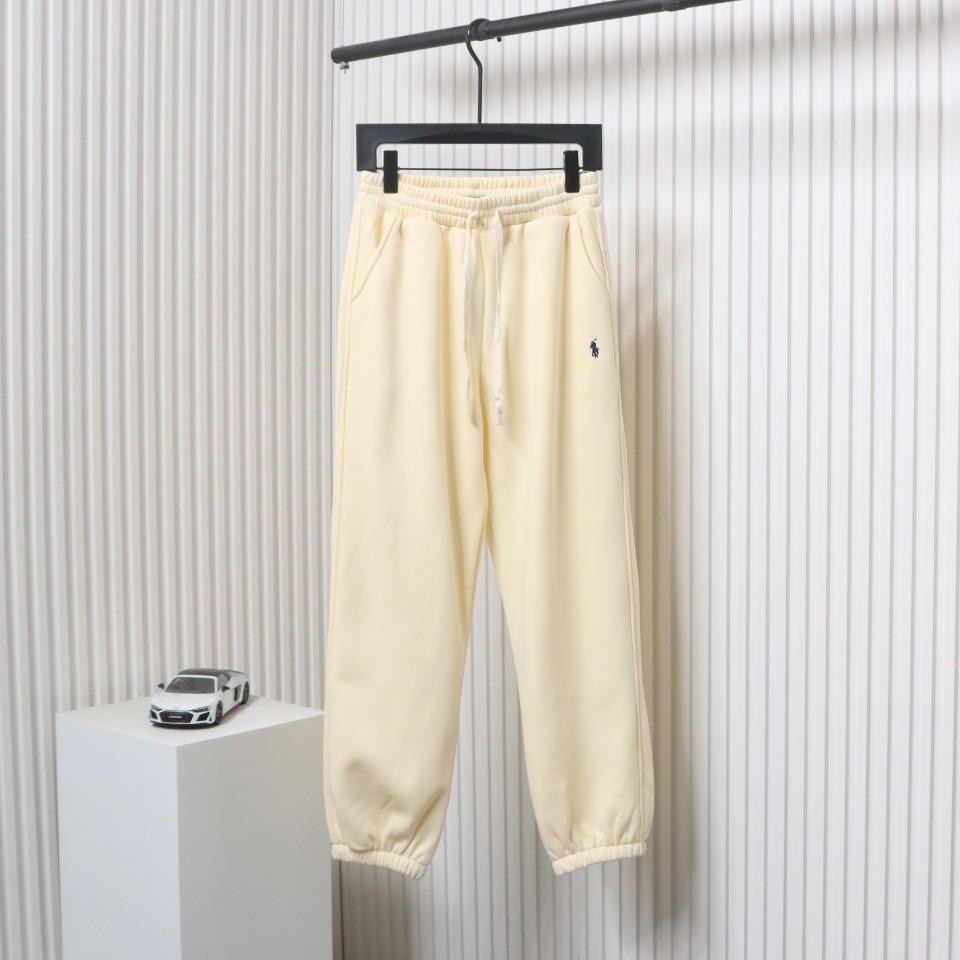 Ralph Lauren Embroidered Logo Half Zip Brushed Sweatpants Beige