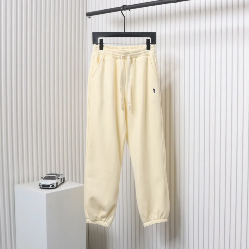 Ralph Lauren Embroidered Logo Half Zip Brushed Sweatpants Beige
