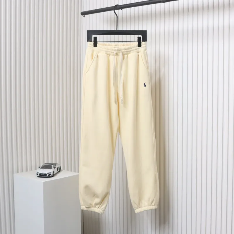 Ralph Lauren Embroidered Logo Half Zip Brushed Sweatpants Beige