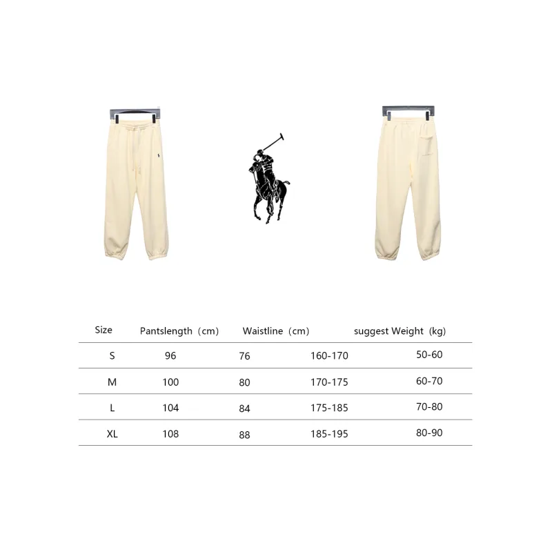 Ralph Lauren Embroidered Logo Half Zip Brushed Sweatpants Beige