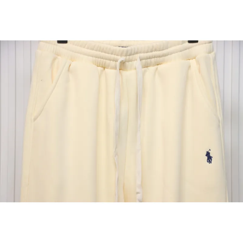 Ralph Lauren Embroidered Logo Half Zip Brushed Sweatpants Beige
