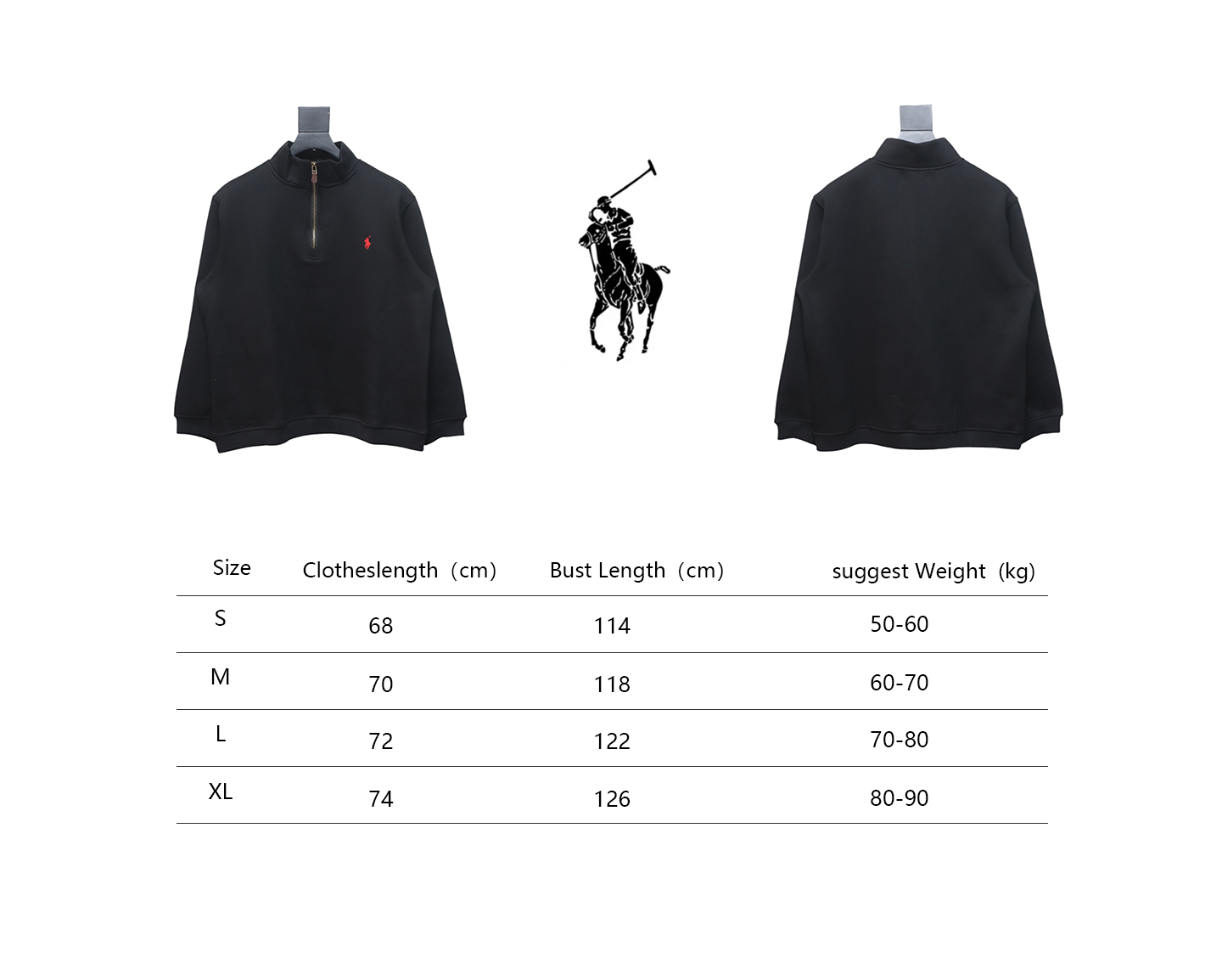 Ralph Lauren Embroidered Small Logo Half-Zip Brushed Hoodie Black