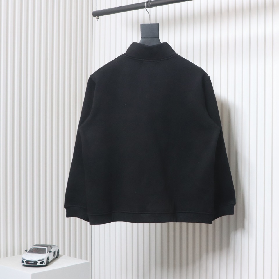 Ralph Lauren Embroidered Small Logo Half-Zip Brushed Hoodie Black