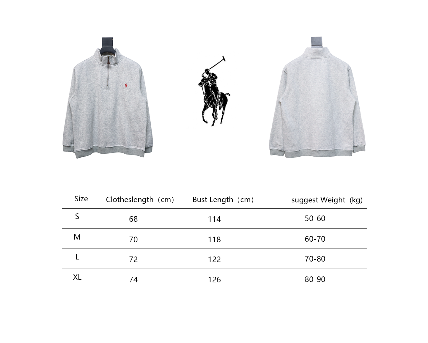 Ralph Lauren Embroidered Small Logo Half-Zip Brushed Hoodie Grey