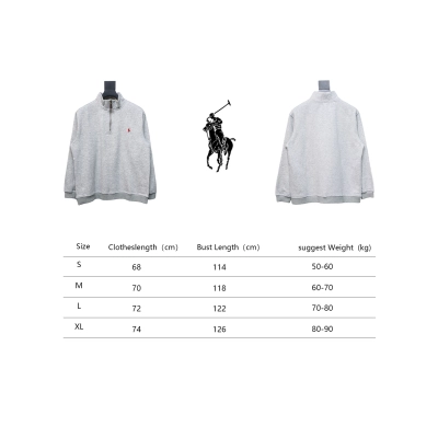 Ralph Lauren Embroidered Small Logo Half-Zip Brushed Hoodie Grey 02