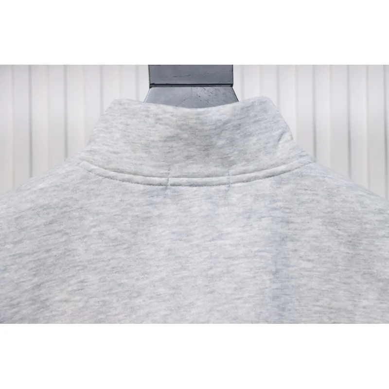 Ralph Lauren Embroidered Small Logo Half-Zip Brushed Hoodie Grey